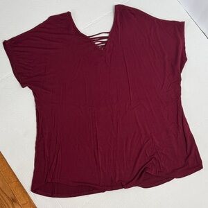 Livi Active Burgundy Short Sleeve Top